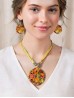 Fashion Flower Print Shell Necklace and Earrings Set
